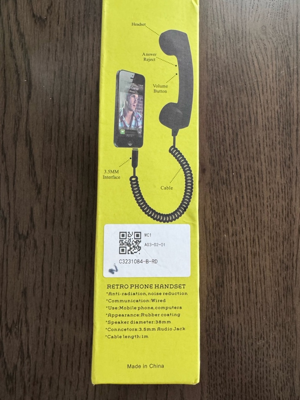 Retro Silicone Handset Phone Receiver for Smartphones - Red - 3.5 mm audio jack - Picture 6 of 10